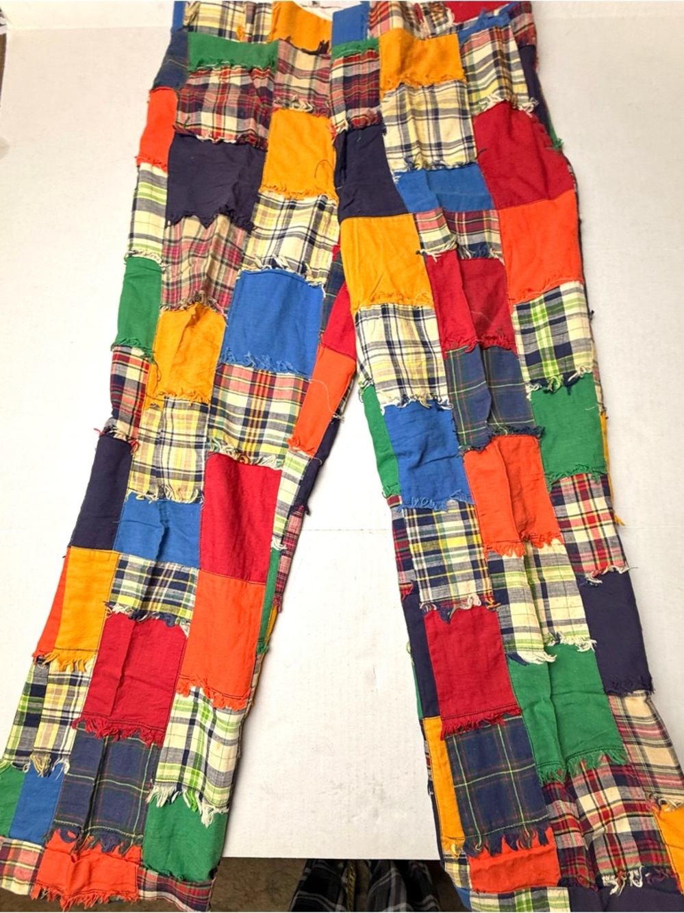Vintage India Madras Thomas 34x27 Patchwork‎ Pants Loud Golf Plaid Colorful 60s